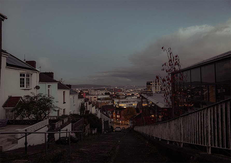 A photograph of Swansea on a winter evening.